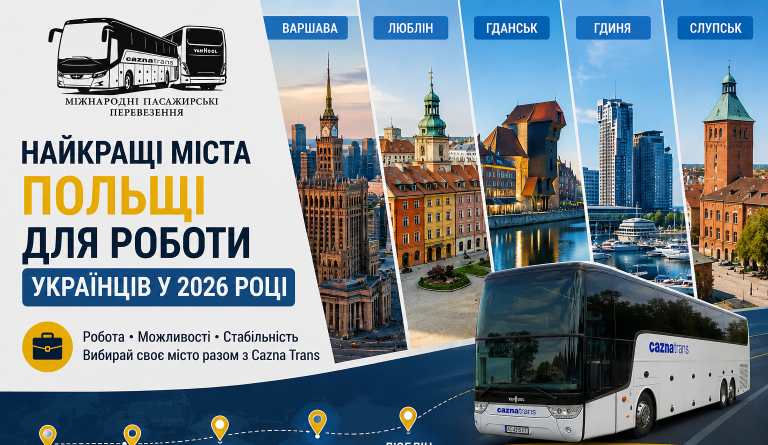 Найкращі міста Польщі для роботи українців у 2026 році